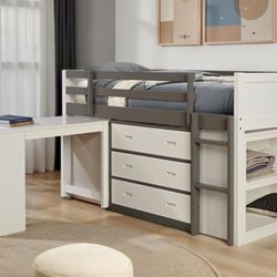 Brand New White & Grey Twin Loft Bed 