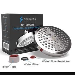 SparkPod Shower Head High pressure rain Luxury Modern Chrome Look Replacement