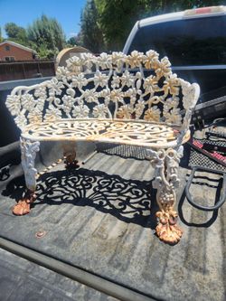 Victorian cast Iron grape vine loveseat garden bench