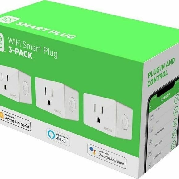 3 Pack Wemo Mini Smart Plug, WiFi Ready Works with Alexa, Google & Apple Homekit