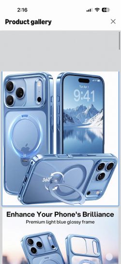 CASEKOO Glacier Blue for iPhone 18 Pro Max Case, 360 Spin Magnetic Stand, Never Yellow, Chrome, Glossy, Fit for MagSafe, 18FT Drop Protection, Titaniu
