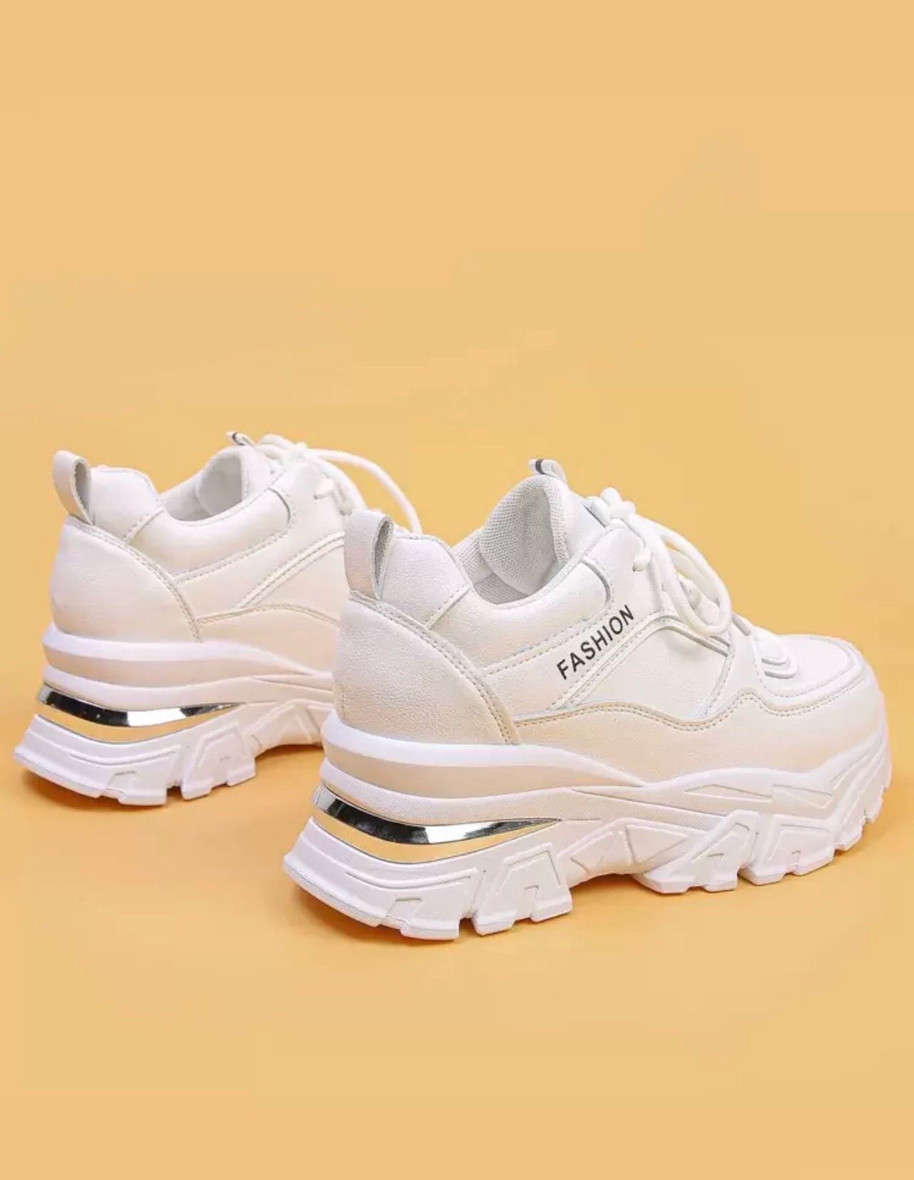 Women's Platform Sneakers, Versatile & Slimming Spring/Autumn Shoes For Petite, Fashion Glitter Decor Low-Top Lace-Up Casual Shoes