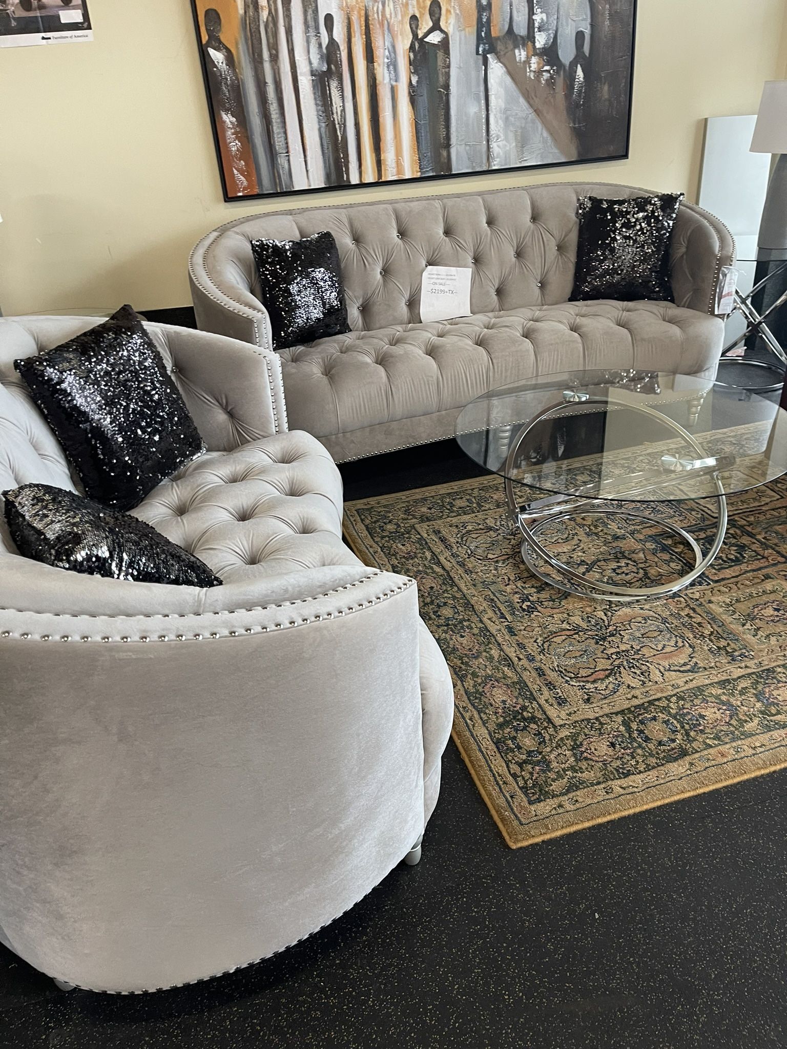 Velvet Sofa & Velvet Love Seat On Sale