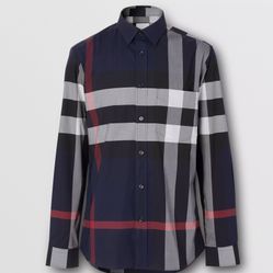 Burberry Check Stretch Cotton Poplin Shirt