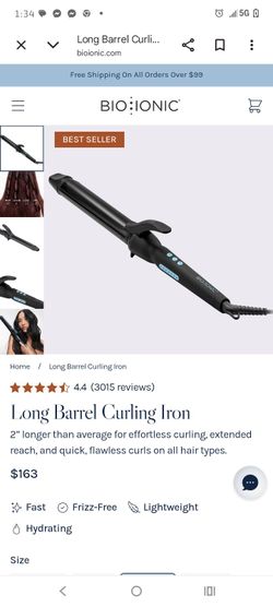 Bio ionic long barrel curling iron 1" and 1.25"