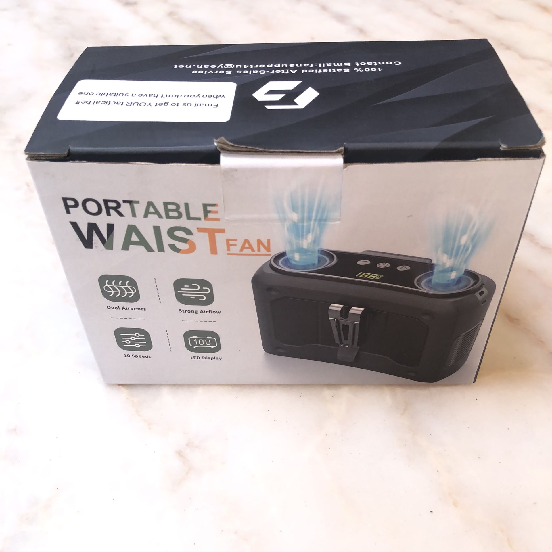 NEW*👉🏻 20000mAh Portable Waist Fan 10 Speed Power Bank (Silver Lake)