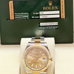 2014 Rolex Preowned 41mm DateJust-II Champagne Stick Dial-W/Card