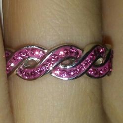 Super Cute New Hot Pink Swarovski Crystal Genuine Sterling Silver Ring!