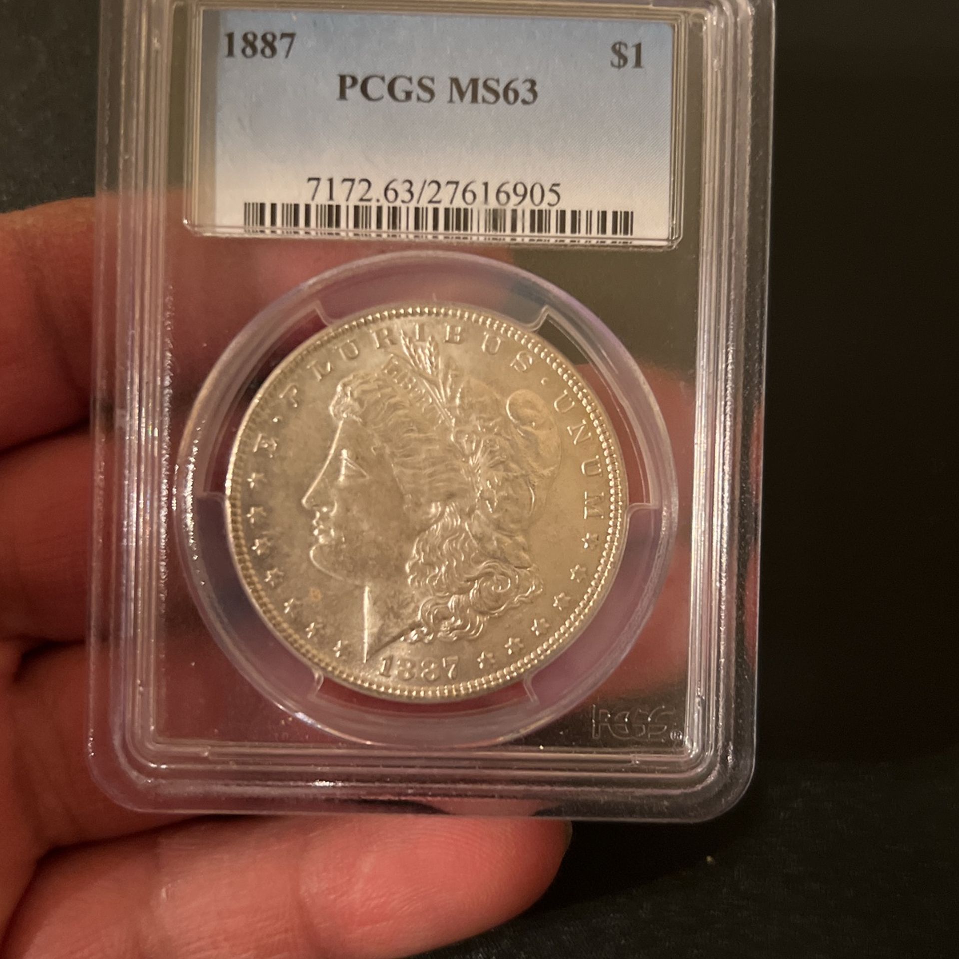1887 Morgan Silver Dollar PCGS MS 63