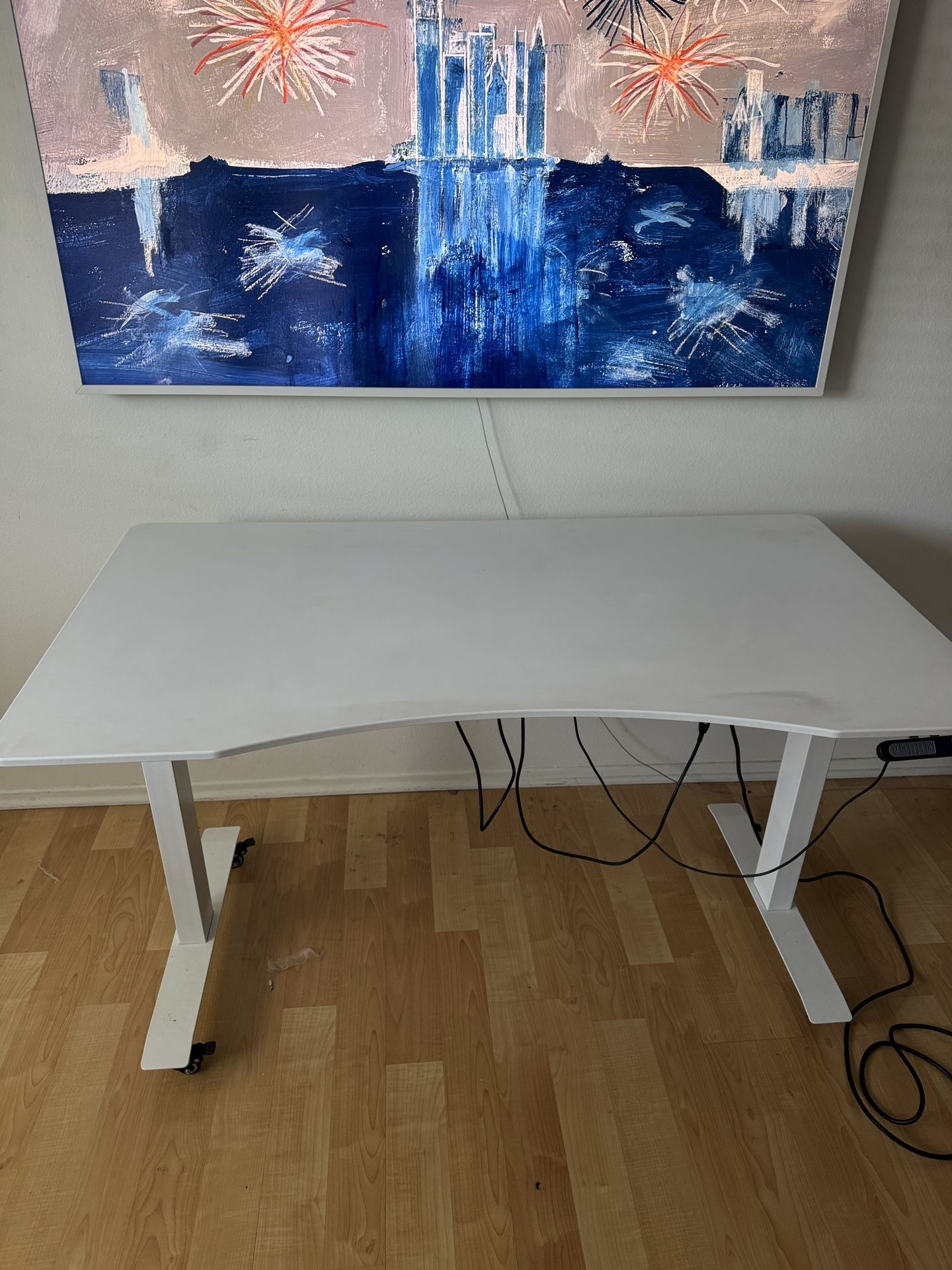 Electric Standing Desk – Dual Motor, Memory Presets, Locking Casters + Leveling Feet
