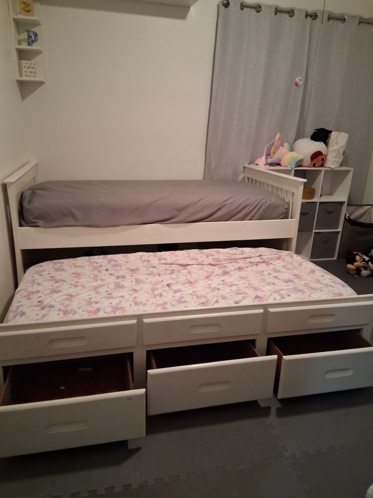 Twin Bed With Trundle And Storage