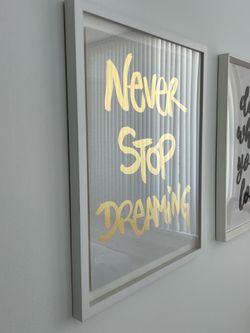 RH Teen Quote Metallic Foil Art - Never Stop Dreaming Limited Framed Print