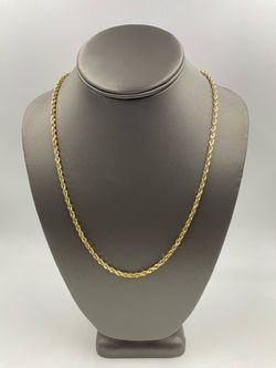 14Kt YELLOW GOLD 22” ROPE LINK CHAIN 21.6GR