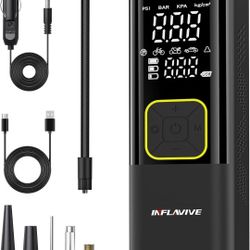 Tire Inflator Portable Air Compressor, 3X Faster Cordless Air Pump for Car Tires, 150PSI Bike Tire Pump with Pressure Gauge LED Light, 12V DC Portable