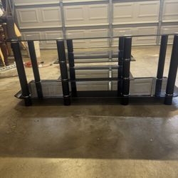 Glass TV Table Black Size 60”x20”x23”