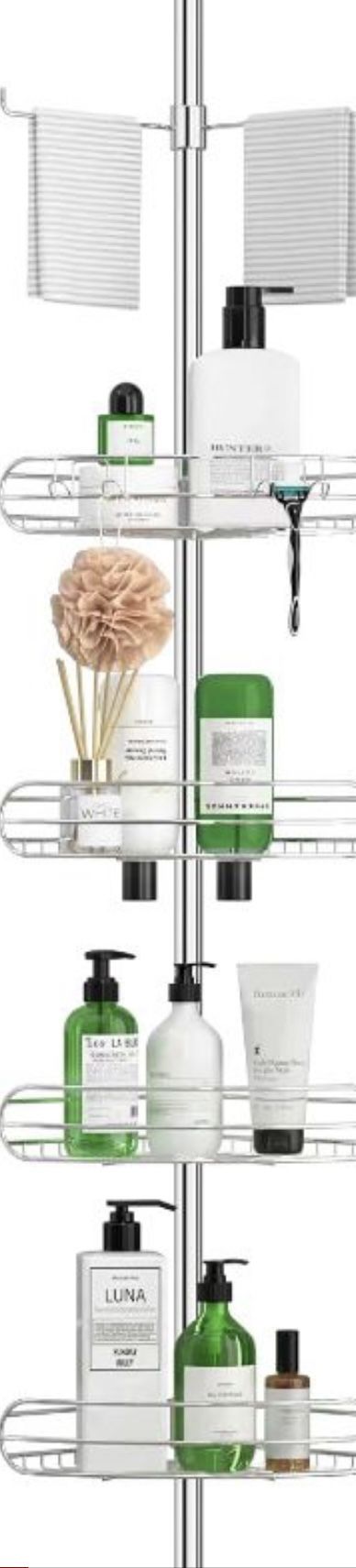 ALLZONE Corner Shower Caddy Tension Pole, 4-Tier Adjustable Shower Shelves, Rustproof Bathroom Shower Organizer Corner And Shower Racks For Inside Sho