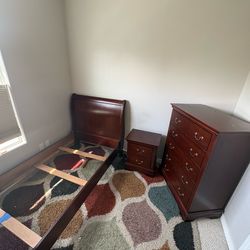 Bedroom Set: bed frame, side table, dresser