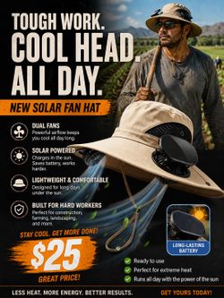 Gorra con Ventilador Solar para Trabajo y Jardín
