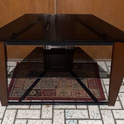 Smoked Glass And Wood TV Stand 2 Shelves 