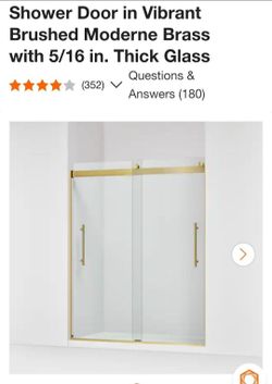 Elmbrook 55-60 in. W x 74 in. H Sliding Frameless Shower Door in Vibrant Brushed Moderne Brass with 5/16 in. Thick Glass