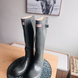 Hunter Original Gloss Tall Boots – Green– Size 7