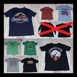 9 different Boy's size 6/7 shirts! Jurassic Park, Star Wars, Volcom! Nice!