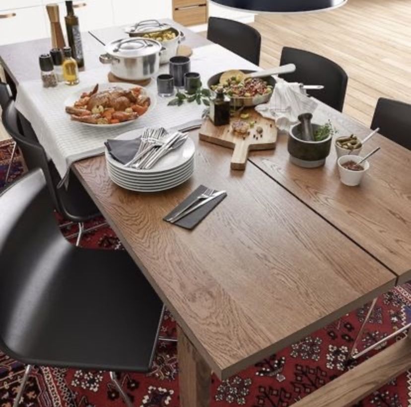 IKEA- MÖRBYLÅNGA Oak Table + 2 Bench set (Dining Table)