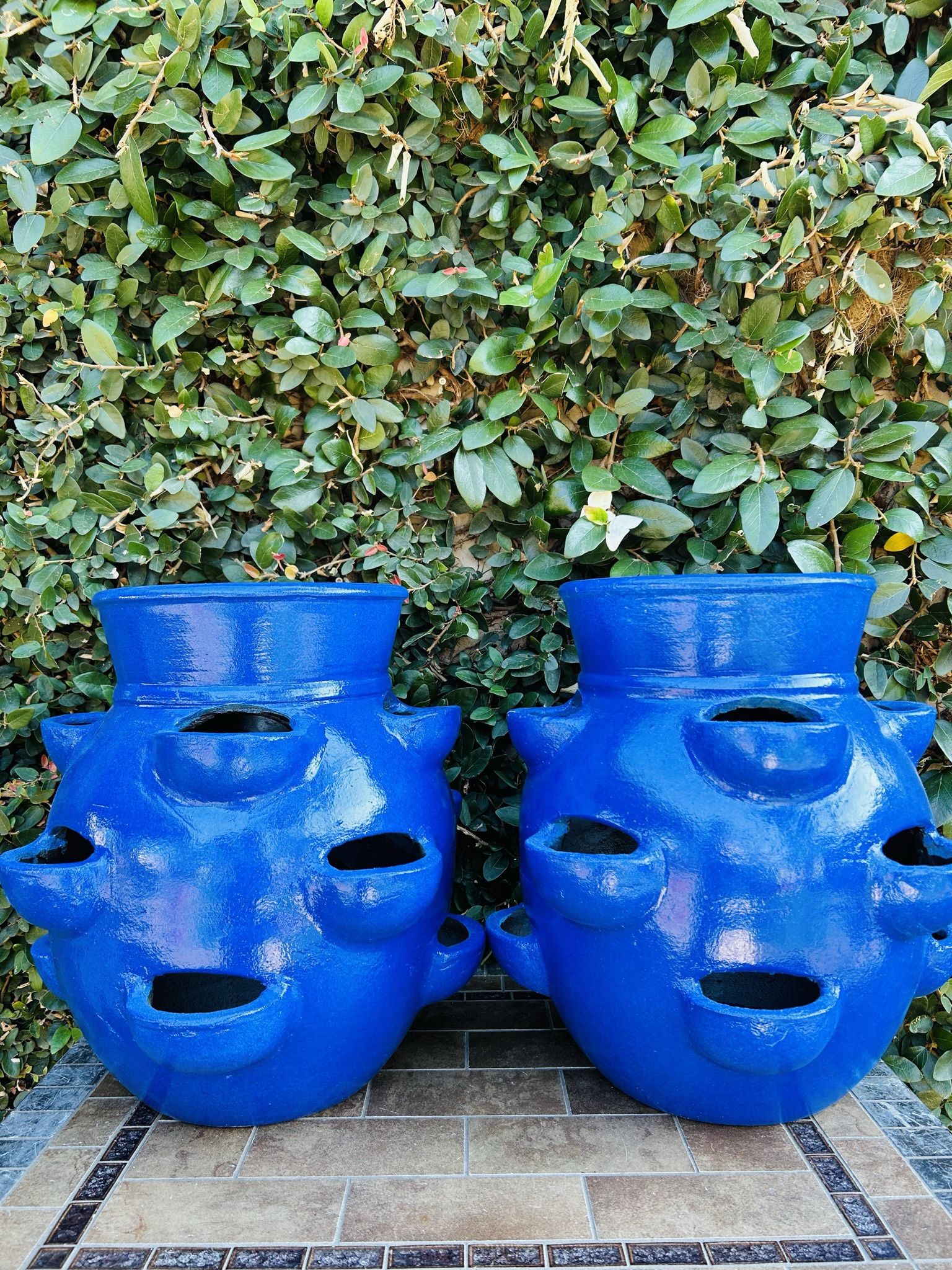 Set of 2 Large Strawberry Pot Planters with 12 Pockets
