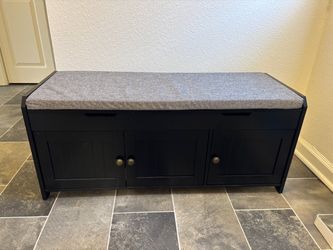 Black Storage Bench with Cushion and Storage