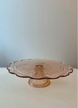 Pink Depression Glass Pedestal Cake Stand