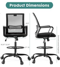 Tall Standing Office Desk Chair with Adjustable Foot Ring