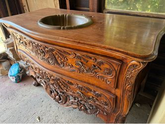 Ornate John Widdicomb Louis XV Style Bombe Commode (Vanity Conversion)