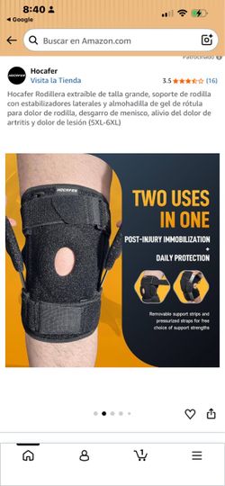 Hocaf (16) Hocafer Rodillera extraíble de talla grande, soporte de rodilla con estabilizadores laterales y almohadilla de gel de rótula para dolor de