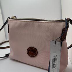 Dooney Bourke Womens Pouchette Pink Nylon Crossbody Bag Purse Small