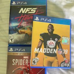Spiderman, Madden19, NFS Heat (PS4 Games)