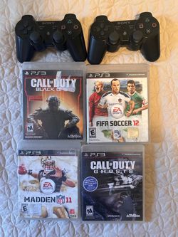 4 PlayStation 3 Games + 2 PS3 Dual Shock Controllers