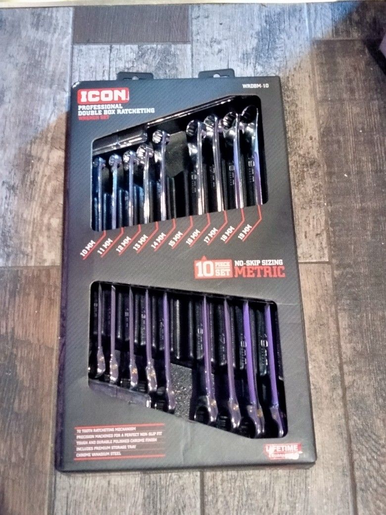 Icon Double Box Long Ratcheting ICON WRDBM-10 Professional Double Box Ratcheting Wrench Set NEW BUT ...