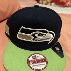 Seattle Seahawks NFL Snapback New Era 9fifty Brand New Navy Blue And Green Hat