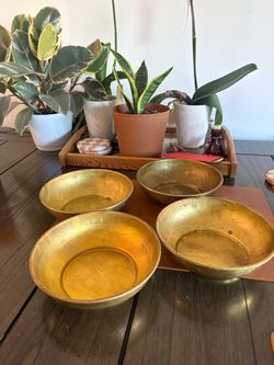 Set of 4 Antique Brass Bowls