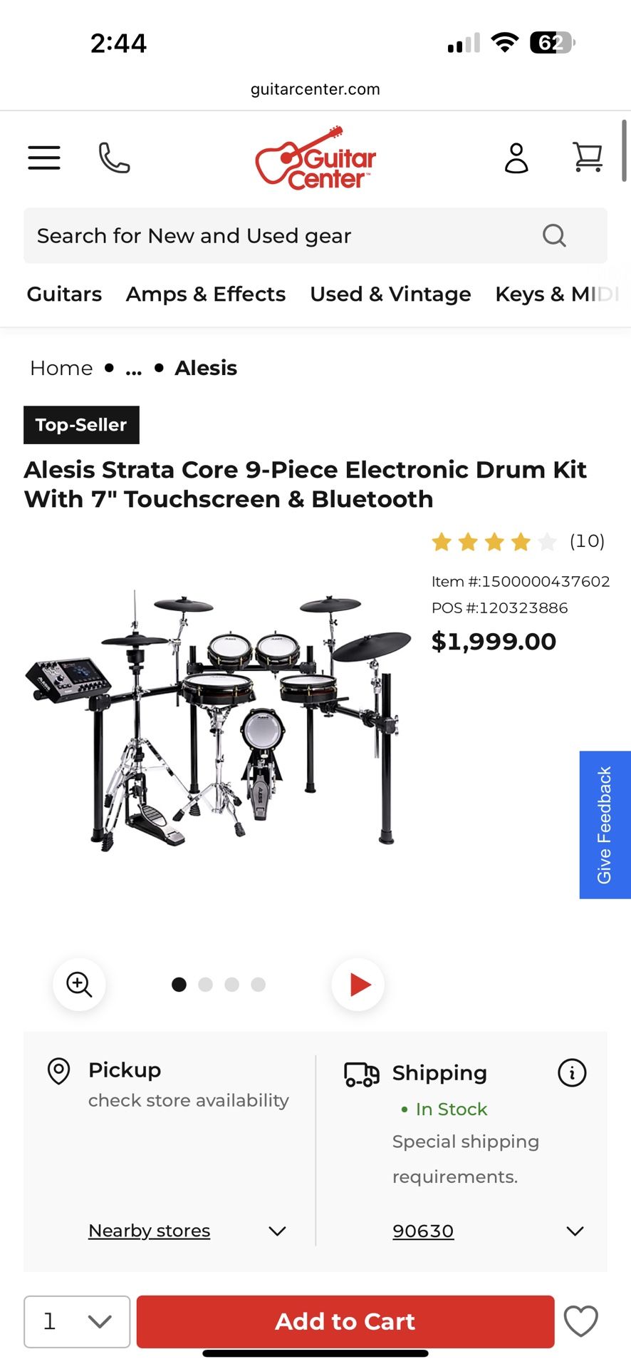 Alesis 9 Piece Electric Drum Kit So Ty 7” Touch Screen Drum Module
