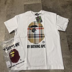 White Burberry Bape T-Shirt