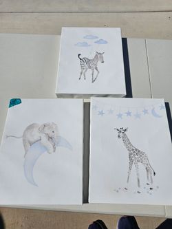 Nursery Animal Print Canvas Wall Art