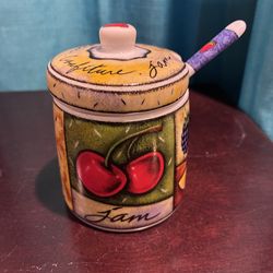 MSC Joie De Vivre Confiture Fruit Jam Jelly Jar Canister With Lid & Spoon