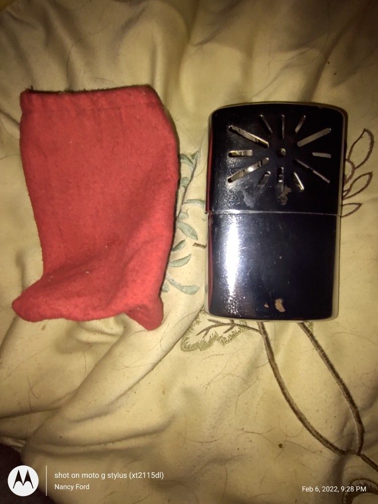 Vintage Jon-e Standard Size Hand Warmer Aladdin Labs w/Red Felt Carry Bag