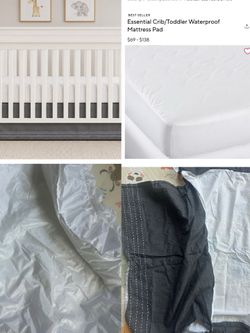 Pottery Barn Kids Crib Skirt + Waterproof Crib Mattress Protector Bundle