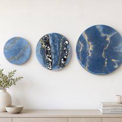 ✨ Modern Resin Wall Art Set – 3 Coordinating Round Canvases | Handcrafted | $165 ✨