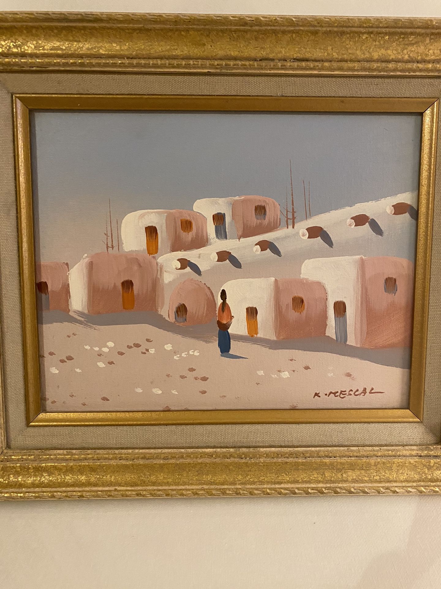 Southwest Artist Signed Oil Painting on Canvas By Artist K. Mescal. I Have 2. 8x10 Inch With Frame 13x11 Inch. Gorgeous Frames. Mexico. $36 EACH !.