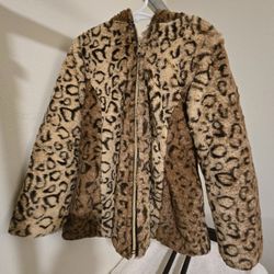 Amy Byer Girl's M 5/6 Soft Jaguar Like Print Coat/Jacket w/Hoodie