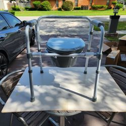 Guardian Steel 3-in-1 Folding Commode, Includes Seat with Lid, Bucket, Armrests, and Splash guard brand new 