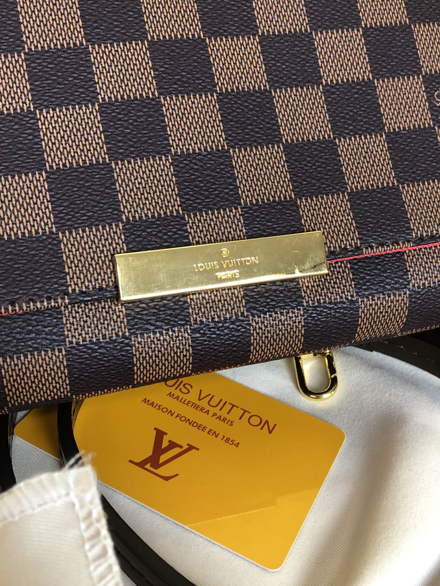 Louis Vuitton diamier leather chain canvas shoulder bag wallet